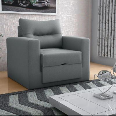 Sofá Cama Piazza 1 Lugar Reclinável 93CM Cinza Suede para Sala Matrix