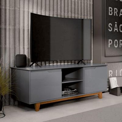 Rack para TV Fulton 139CM MDF-MDP com Nicho Cinza EJ Móveis