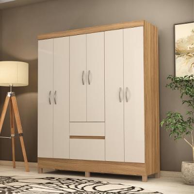 Guarda Roupa Casal Mística 6 Portas 2 Gavetas MDP Amendola Off White Demóbile