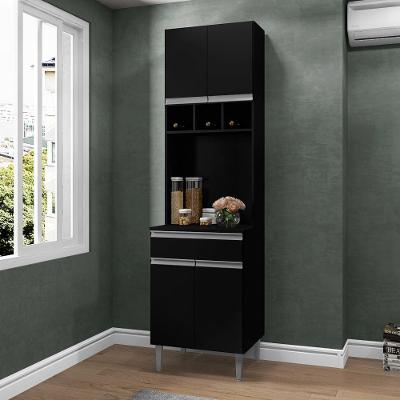 Paneleiro Calero 4 Portas 4 Prateleiras 61CM Preto AJL Móveis