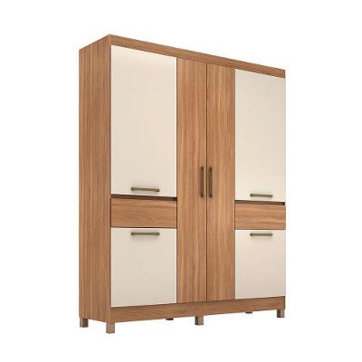 Guarda Roupa Casal Lume 6 Portas 2 Gavetas MDF MDP Amêndola - Off White Demóbile