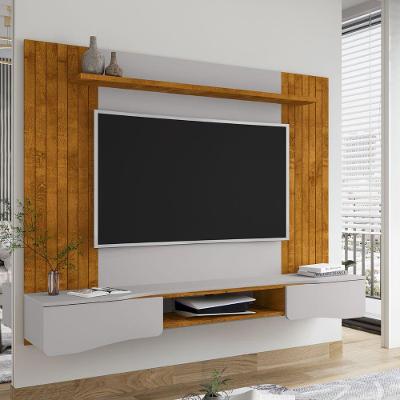 Painel para TV Élide 65 Polegadas 177CM MDP com Portas Nichos Naturalle Off White Bechara Móveis