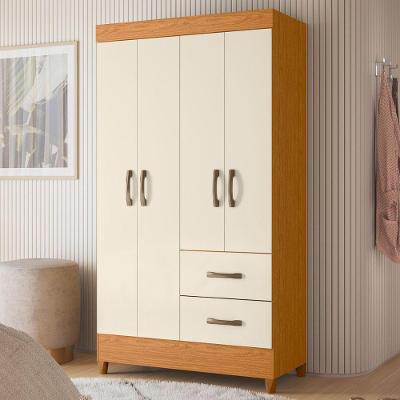 Guarda Roupa Casal Vértice Sul 4 Portas de Bater 2 Gavetas MDP Cinamomo Off White Albatroz Móveis
