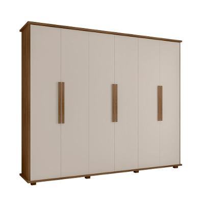 Guarda Roupa Casal Casa de Verona 6 Portas Bater 4 Gavetas Cinamomo Off White RV Móveis