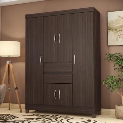Guarda Roupa Casal Alba 6 Portas de Bater 2 Gavetas MDP Cafe Touch com Puxadores Cromados Demóbile