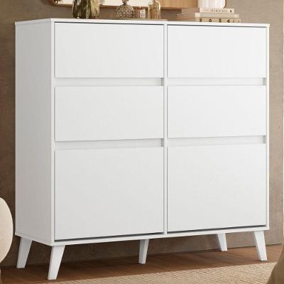 Cômoda para Quarto Viena 6 Gavetas MDP Puxadores Metalizados Nature Titanium Albatroz Móveis