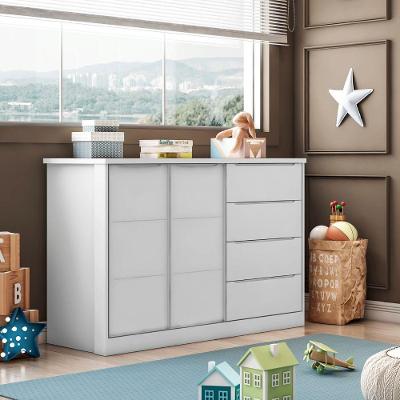 Cômoda Davi 4 Gavetas MDF Puxador Cava Branco 130CM Phoenix