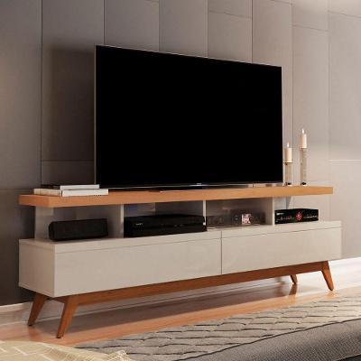 Rack para TV Rack Lume 55 Polegadas 160CM MDF-MDP com Gavetas Off White Nature Germai Móveis