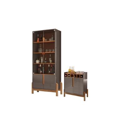 Cristaleira e Bar Cosmic Cinza Perola Cedro 2 Portas 4 Prateleiras MDF MDP Brilhante Casa D Móveis