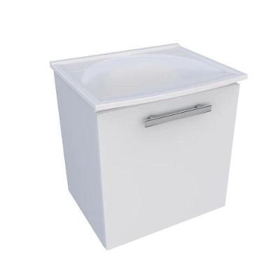 Balcão para Lavanderia Pluma 1 Porta 1 Prateleira Aço Branco Casah