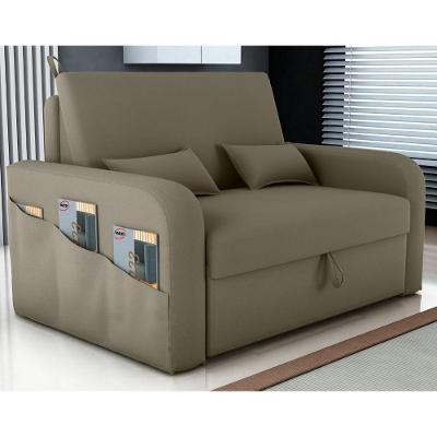 Sofá Cama Íris 2 Lugares 140CM Cappuccino Veludo com Baú Matrix