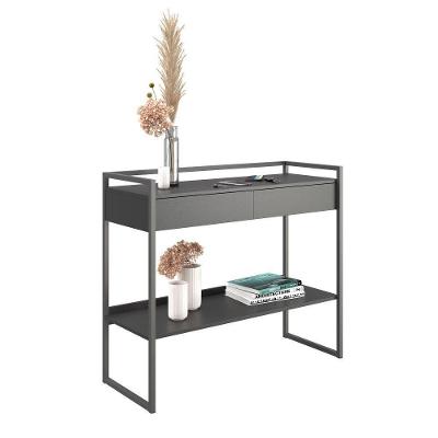 Aparador Renoir com Prateleira e Gaveta Industrial MDP 110CM Preto Onix Plata Móveis