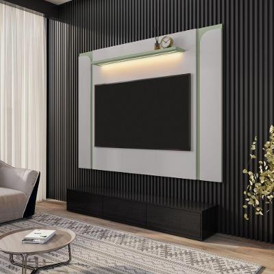 Painel para TV TH SHOP 75 Polegadas 180CM MDP Off White Pistache Bechara Móveis