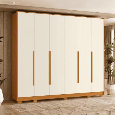 Guarda Roupa Casal Mônaco 6 Portas 6 Gavetas MDP Cinamomo Mel Off White Albatroz Móveis