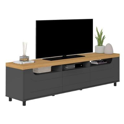 Rack para TV Élide 75 Polegadas MDF MDP com Portas Gaveta Nichos Carvalho Grafite Artely
