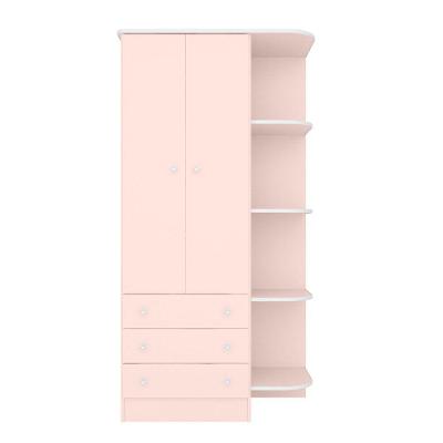 Guarda Roupa Infantil Solar de Veneza 2 Portas Giratória 3 Gavetas Rosa Acetinado Qmovi