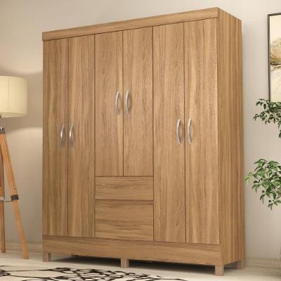 Guarda Roupa Casal Verona 6 Portas 2 Gavetas MDP Amêndola Demóbile