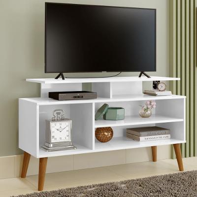 Rack para TV Vila Serena 50 110CM MDP com Nichos Prateleiras Branco Casah
