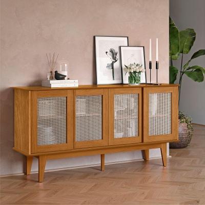 Buffet Sevilha Aurélia 4 Portas Deslizante MDF MDP Nature Marrom Casah