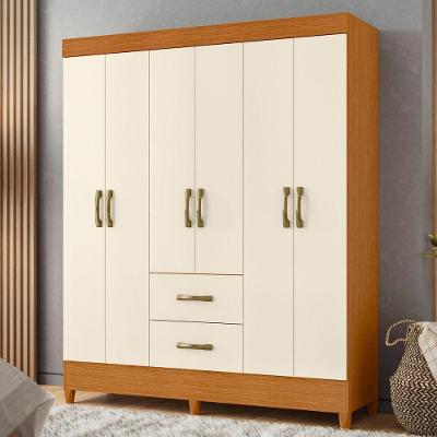Guarda Roupa Casal Cedro 6 Portas 2 Gavetas MDP Cinamomo Off White Albatroz Móveis