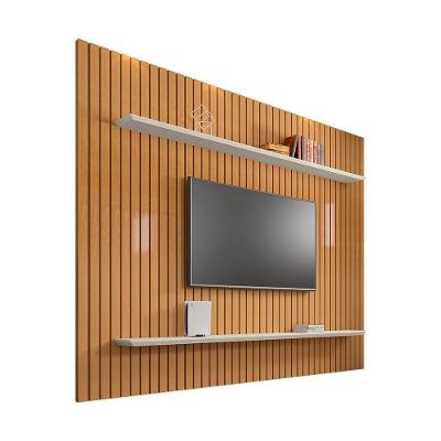 Painel para TV Até 60 Polegadas Lótus MDF Ripado Cinamomo Marrom RV Móveis