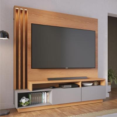Home Theater Serra Clara Torino para TV 75 Polegadas MDP com Canaleta LED Freijó Cinza Fosco Colibri