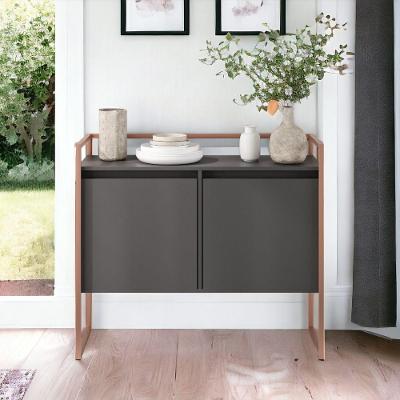 Buffet Lótus Prime Industrial 2 Portas MDP Preto 100,9CM Plata Móveis