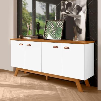 Buffet River 4 Portas Retrô MDF-MDP Branco Nature Casah