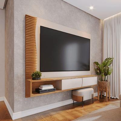 Painel para TV Cora 65" 179CM MDF-MDP Off White Matte Freijó Colibri Móveis