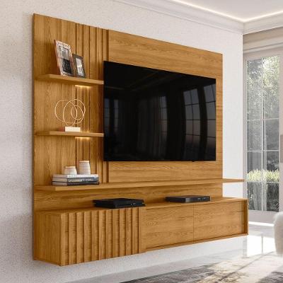Home Theater Artemis TH SHOP para TV 65 Polegadas MDP com LED Ripado Cumaru Casah