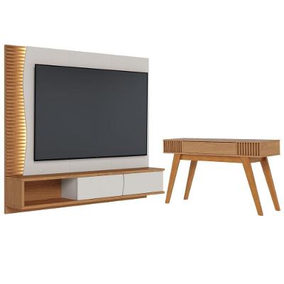 Conjunto de Aparador e Painel para TV Solis 65" MDP MDF Off White Matte Freijó Colibri Móveis