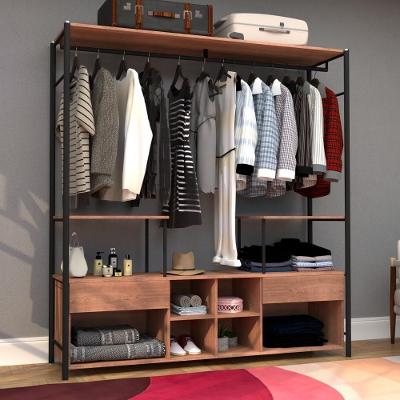 Guarda Roupa Casal Industrial Belora sem Porta 2 Gavetas Aço Carbono e MDP Preto-Demolição Artefamol