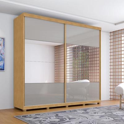 Guarda Roupa Casal Caio 2 Portas Correr 4 Gavetas com Espelho Naturale-Off White Framar