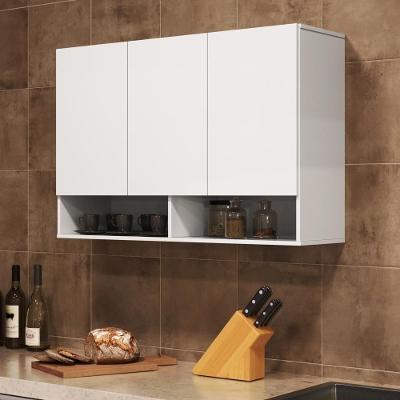 Armário Armario Cadente 91CM 3 Portas MDP Porta de Branco EJ Móveis