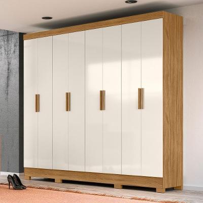Guarda Roupa Casal Solar de Veneza 8 Portas 4 Gavetas MDP Freijó Off White Moval Móveis