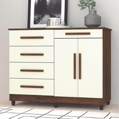 Cômoda Ravi 5 Gavetas 2 Portas MDP Puxadores MDF Imbuia Vila Rica
