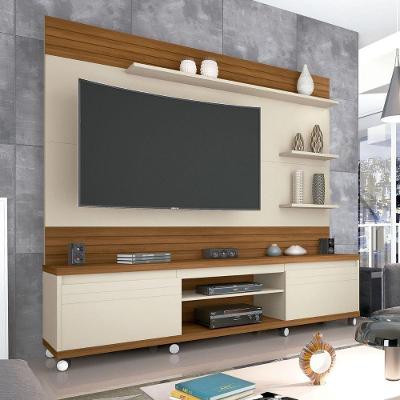 Home para TV Atena 55 Polegadas 217CM MDP Off White Freijó Germai Móveis