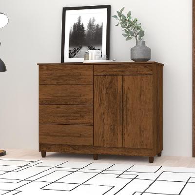 Cômoda Piazza Nobre 2 Portas 5 Gavetas MDP Puxadores MDF Imbuia Vila Rica