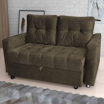 Sofá Cama Nora 2 Lugares Retrátil e Reclinável 140CM Marrom Veludo Matrix