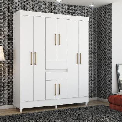 Guarda Roupa Casal Lago Serena 8 Portas 2 Gavetas MDP Branco Demóbile