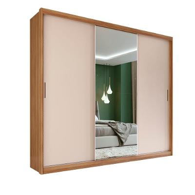 Guarda Roupa Casal Olívia 3 Portas de Correr 2 Gavetas MDF Amêndola Touch- Off White Demóbile