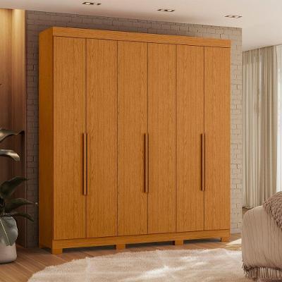 Guarda Roupa Casal Artemis 6 Portas de Bater 3 Gavetas MDP Cinamomo Albatroz Móveis