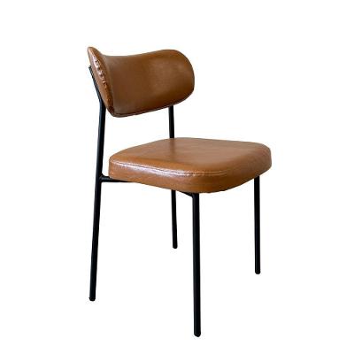 Cadeira Decorativa Sala de Jantar Lívia C01 Estrutura Aço Carbono Estofada Couríssimo Whisky