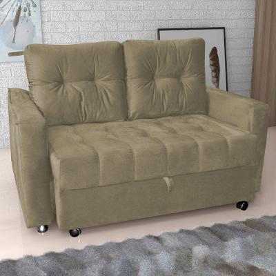 Sofá Cama Renoir 2 Lugares Retrátil Reclinável Cappuccino Veludo Turkey Matrix