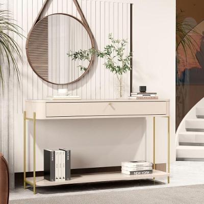 Aparador Estilo Nobre MDF 123CM Off White Dourado Bechara Móveis