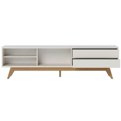 Rack para TV Isla 75 Polegadas 200CM MDP MDF Ripado Off White Matte Colibri Móveis