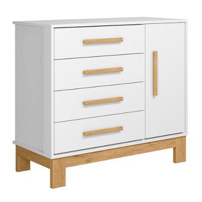 Cômoda Aurélia Infantil 4 Gavetas MDP Puxador Plástico Branco Qmovi