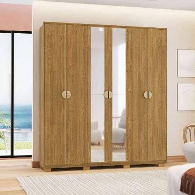 Guarda Roupa Casal Rima 6 Portas de Bater 4 Gavetas MDF Nature Vila Rica 203CM