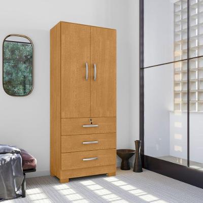 Guarda Roupa Solteiro Vera 2 Portas de Bater 3 Gavetas MDP Naturalle Framar