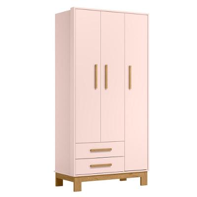 Guarda Roupa Solteiro Gran Aurora 3 Portas 2 Gavetas MDP Rosa Acetinado Qmovi